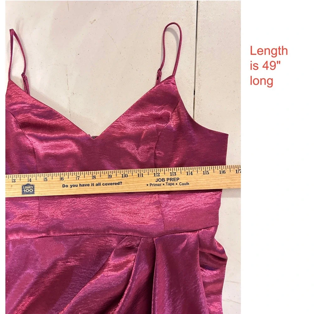 Magenta Pink Satin Wrap Front Maxi Dress Formal Party MEDIUM